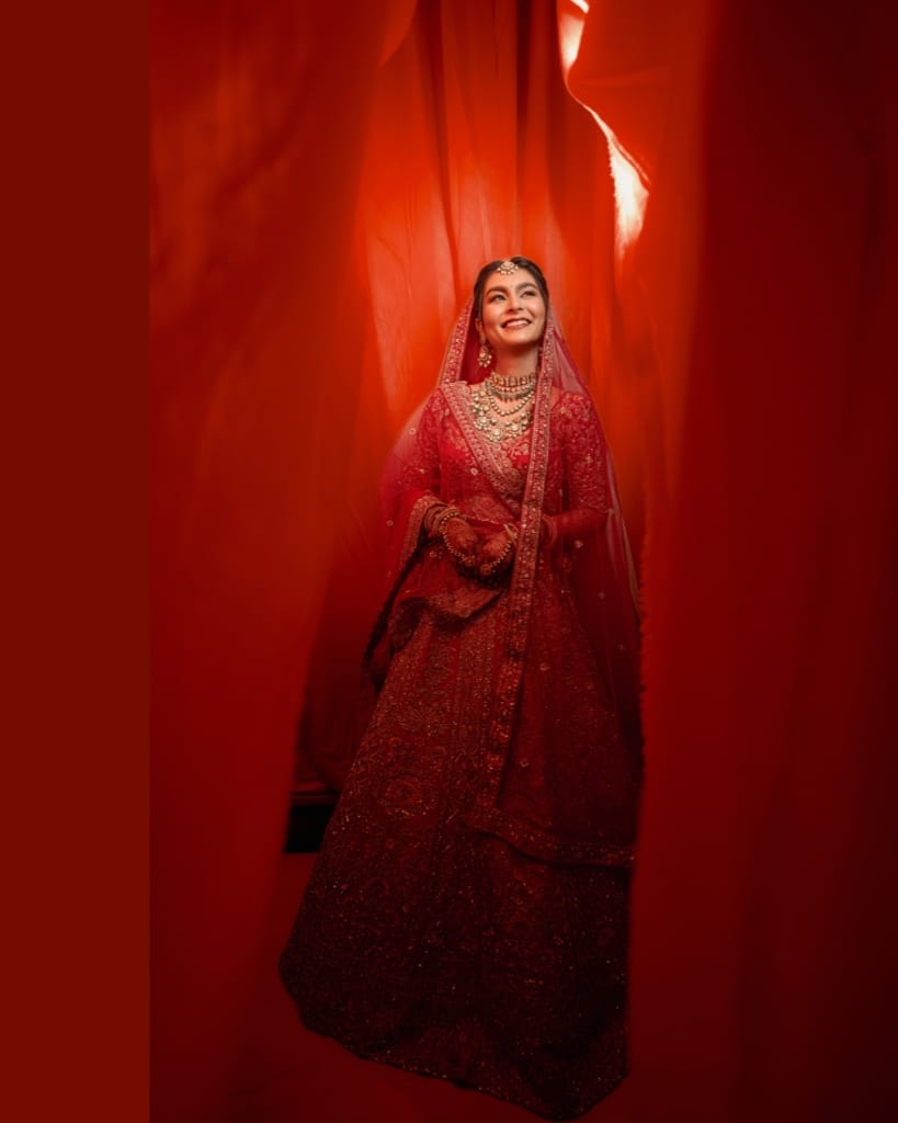 Bridal Elegance in Red Lehenga